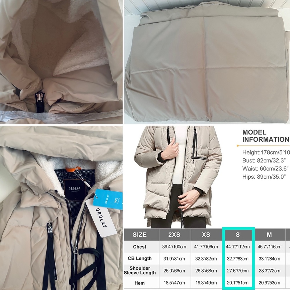 NWT Orolay Coat BEIGE SMALL Thickened Down Jacket Warm Coat UPDATED MODEL Womens - Picture 4 of 16